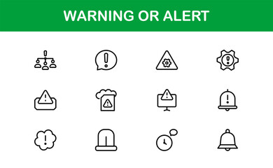 Minimalistic Warning and Alert Icons Collection. Sleek, clean icons of safety signs, error notifications, and hazard warnings perfect for designers and developers.