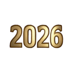 Golden numbers 2026 with transparent background create striking visual for celebrations and events