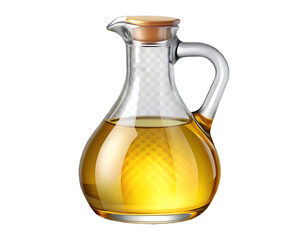 Glass Pitcher With Cork Stopper and Golden Liquid Isolated carafe yellow oil isolated on a transparent background
