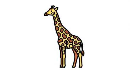 Fototapeta premium A tall giraffe with brown spots stands gracefully, its long neck reaching for the sky, a majestic creature of the african savanna