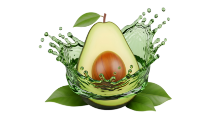 Fresh avocado splash refreshing healthy vibrant green juice