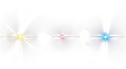 Colorful light flares isolated on transparent background