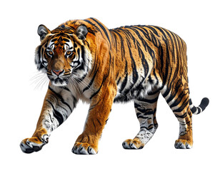 Obraz premium Front-Angle View of Bengal Tiger Walking, PNG Transparent