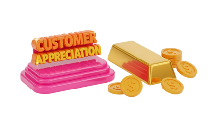 Rewarding customers with gold coins and a gold bar