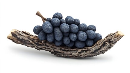 Bunch of Grapes Sculpture, Wood Carving, on White Background, Abstract Image, Texture, Pattern Background, Wallpaper, Smartphone Cover and Screen, PC, Laptop, 9:16 and 16:9 Format