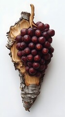 Bunch of Grapes Sculpture, Wood Carving, on White Background, Abstract Image, Texture, Pattern Background, Wallpaper, Smartphone Cover and Screen, PC, Laptop, 9:16 and 16:9 Format