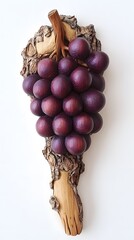 Bunch of Grapes Sculpture, Wood Carving, on White Background, Abstract Image, Texture, Pattern Background, Wallpaper, Smartphone Cover and Screen, PC, Laptop, 9:16 and 16:9 Format