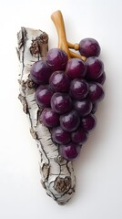 Bunch of Grapes Sculpture, Wood Carving, on White Background, Abstract Image, Texture, Pattern Background, Wallpaper, Smartphone Cover and Screen, PC, Laptop, 9:16 and 16:9 Format