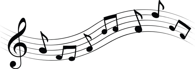 Music notes wave, Curve musical signs, sound wave line symbol. © Zoran