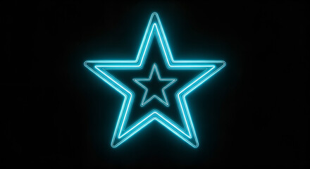 Fototapeta premium Bright Teal Neon Star Design.