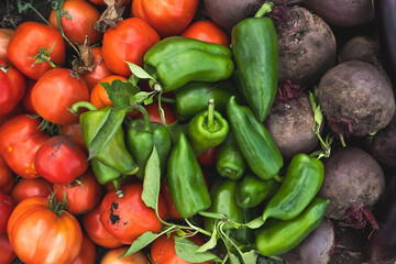 A Vibrant Array of Fresh and Colorful Vegetables on Display at a Local Market for Sale Variety
