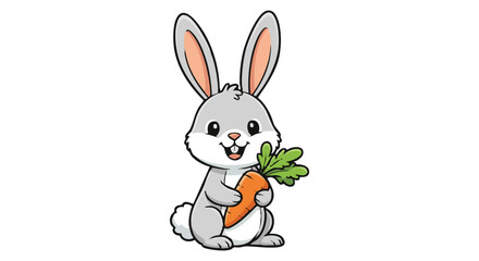 Obraz premium Cute Baby Rabbit Holding a Fresh Carrot
