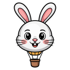 A cute rabbit soaring high in a hot air balloon, enjoying the freedom of flight