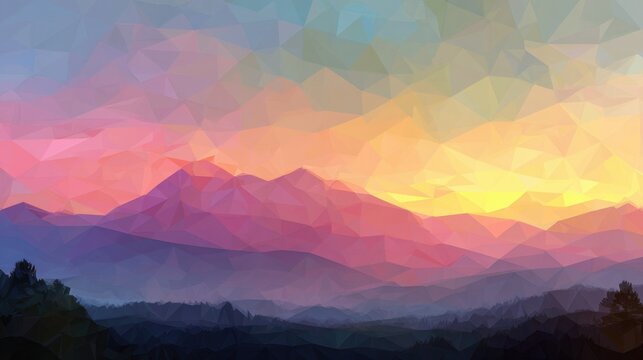 Vector art mountains wallpaper, low polygon wallpaper landscape