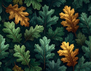 Autumn oak leaves pattern