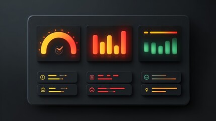 Dashboard Visualization of Progress Metrics and Performance Indicators for Business Analysis