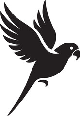 PrintSilhouette of a black parrot in flight with wings spread wide