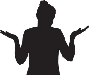 vector,silhouette of a woman with doubt or confused expression