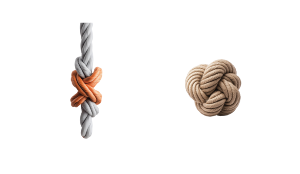 Artistic knots in rope design featuring complex patterns