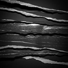 Abstract black and white torn paper strips background with light