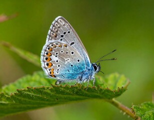 Obraz premium Close-up of a beautiful butterfly on a leaf