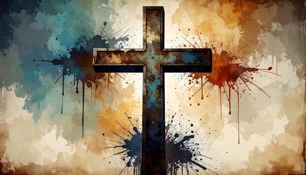 Rustic cross on textured backdrop