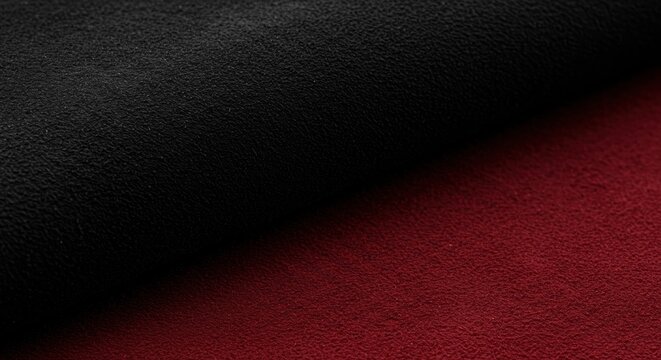 Abstract diagonal split of black and red textured surfaces, creating a gradient effect.