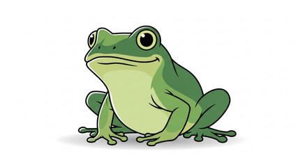 Obraz premium Illustration of a green frog, with big eyes, a cute expression, and a friendly demeanor, perfect for childrens books