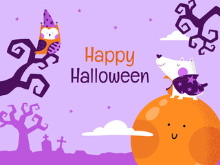 Happy Halloween Background with a dog and October 31st Festivities