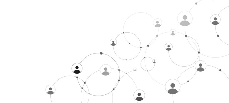 Network background. Connections with points, lines, and people icons. Vector technology background abstract floral background