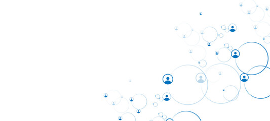 Network background. Connections with points, lines, and people icons. Vector technology backgroundblue water splash