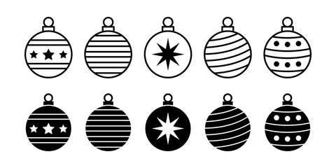 Christmas bauble vector icon. Decorative ball ornament symbol for holiday celebrations and tree decorations.
