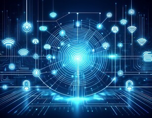 Fototapeta premium wireless data transfer icons digital file sharing technology background for website design