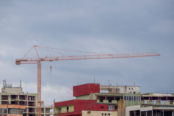 Industry construction crane isolated on sky.