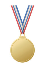 Blank gold medal with red, white, and blue ribbon.  Perfect for achievement, victory, and success.