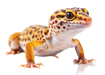 Leopard gecko with yellow orange spots on background isolated on a transparent background