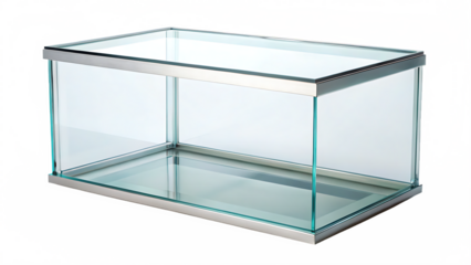 Rectangular glass tank with metal frame isolated on a transparent background aquarium 1