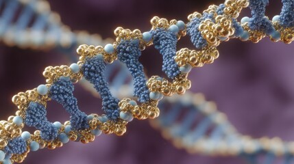dna helix gold blue spheres