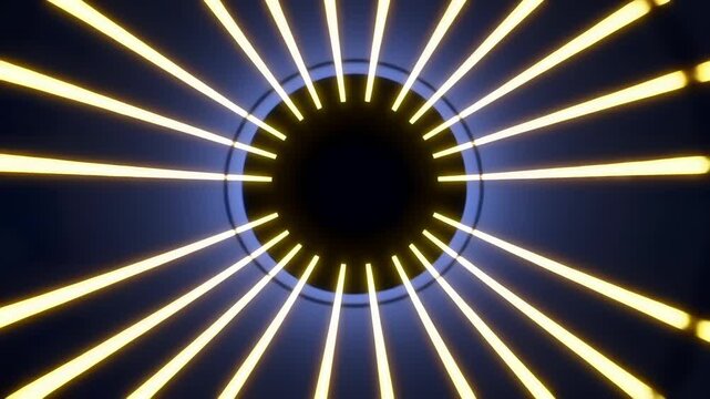 Animated Yellow color rotating multiple parallel lines 3d depth tunnel modern design dark loop able technological background