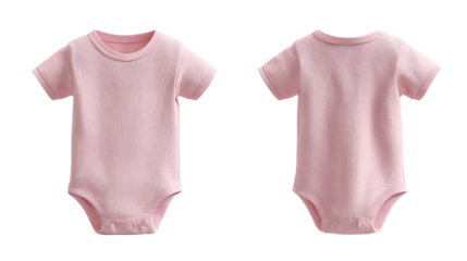 Two pink baby onesies with zebra stripes isolated on transparent background