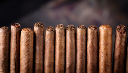 row of cigars on a dark background