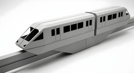 Modern Monorail Train on Elevated Track.