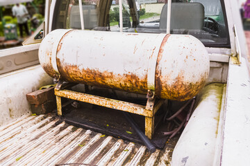 Rusty Gas Tank in a Pickup Truck Bed