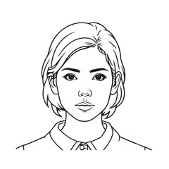 Black and white close up illustration of a beautiful woman face minimalist elegant line art drawing