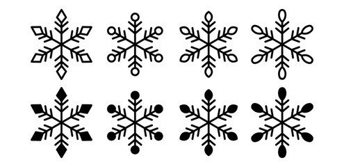 Snowflake vector icon. Frozen ice crystal symbol for Christmas, winter, and holiday decorations.