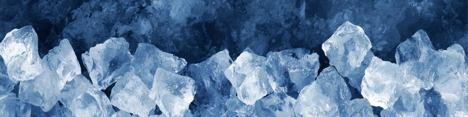 Ice Cubes on Dark Blue Background for Refreshing Beverage Presentation