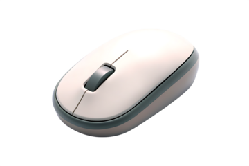 White computer mouse with gray scroll wheel isolated on a transparent background 3