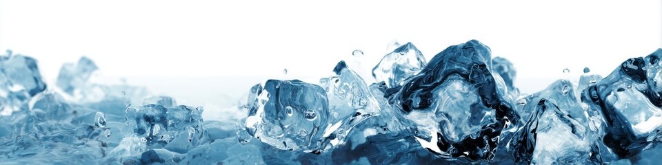 Clear Ice Cubes With Rippling Water Background for Refreshing Themes