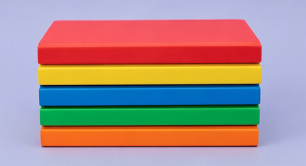 Fototapeta premium Stack of colorful blocks on a light purple background