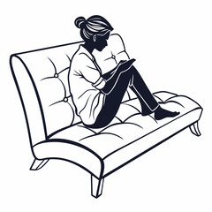 Futon sofa silhouette illustration isolated on white background